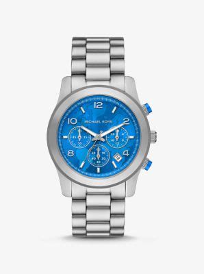 michael kors runway silver tone watch|Michael Kors oversized watch.